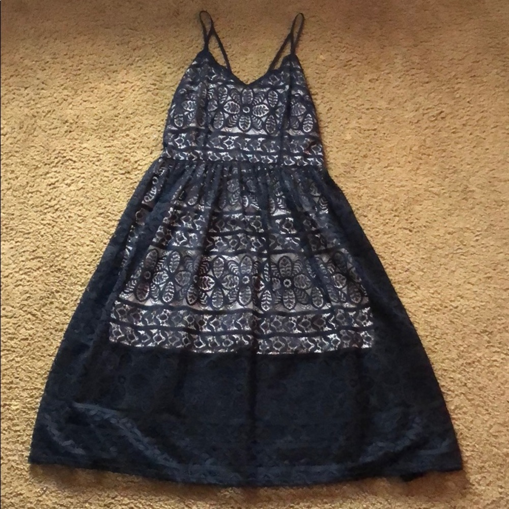 Black lace midi dress